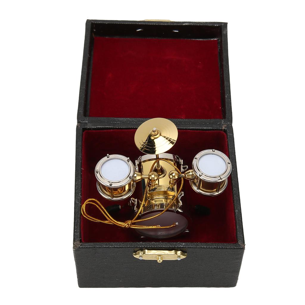 Miniature Drum Set Replica Musical Instrument Model Mini Drum Set Dollhouse Ornament Drummer Gift