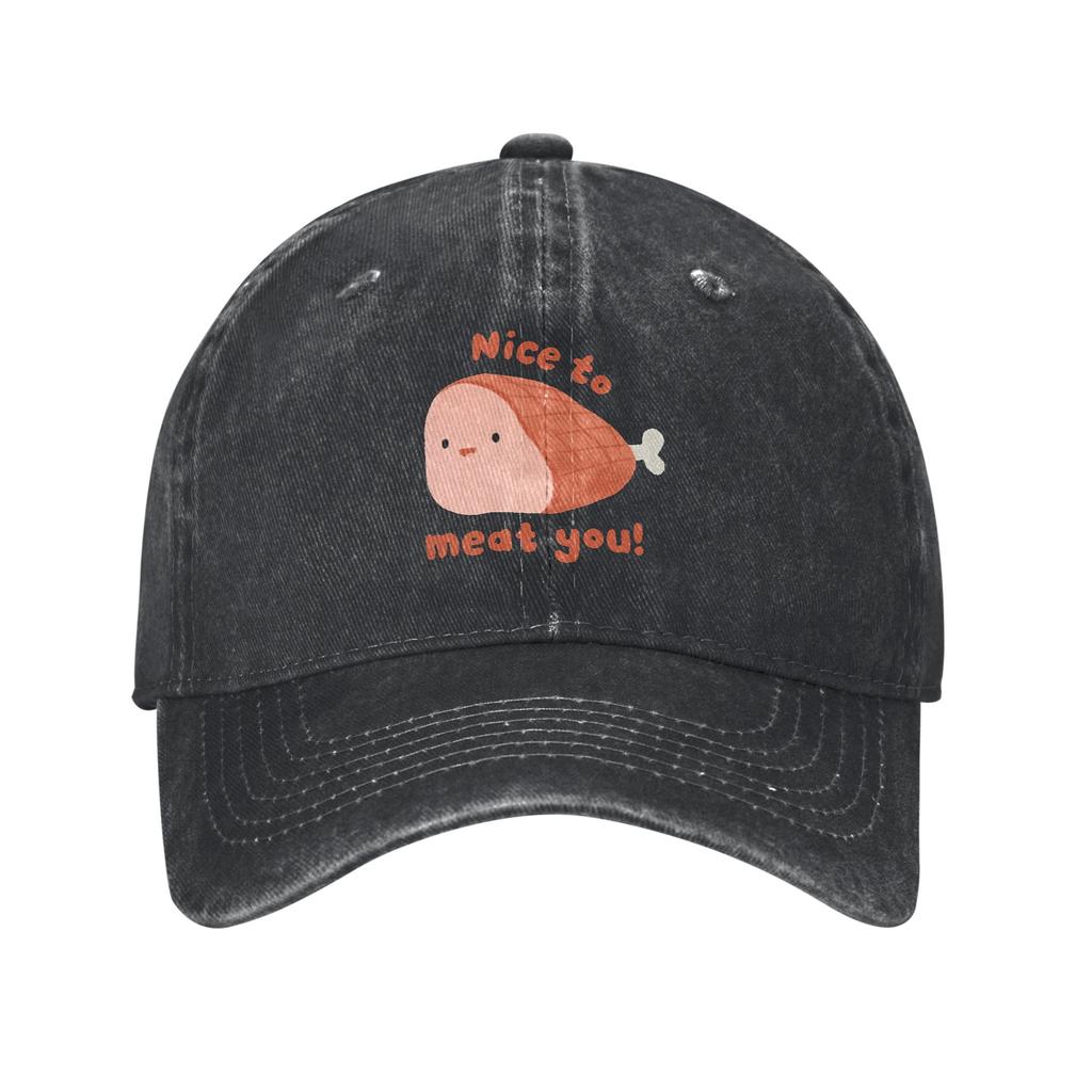 Nice To Meat You Basic Versatile Baseball cap Protects The Forehead Sports And Fitness Versatile Denim Hat