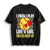 Я знаю, что играю как девушка, попробуй угнаться Футболка с надписью Softball Tee Из чистого хлопка