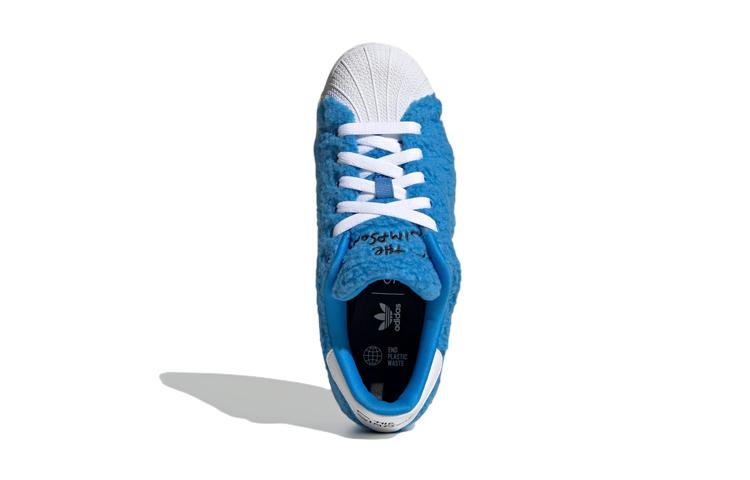 adidas Оригиналы SUPERSTAR J Устойчивые к истиранию Низкие Детские Скейтбордические Ботинки Синие Унисекс GZ1774