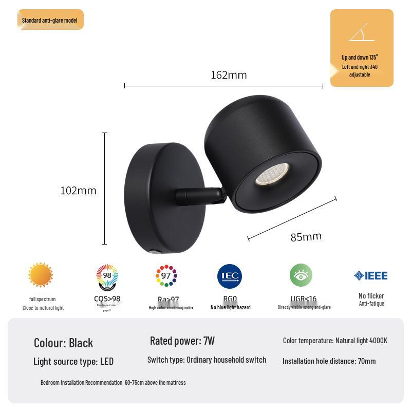 Минималистичный настенный светильник для спальни и подсветка для зеркала в ванной – Лампа для чтения полного спектра