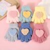 Winter Coral Fleece Gloves for Girl Cute Heart Thicken Plush Warm Full Finger Mittens Kids Windproof Anti-Cold Gloves