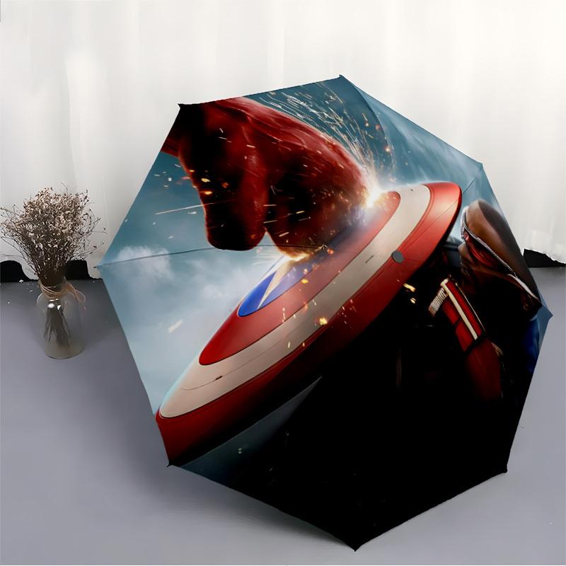 1pc Captain America Automatic Folding Umbrella & Self-Folding Canopy - Heavy-Duty 8-Rib Iron Frameyy251231031