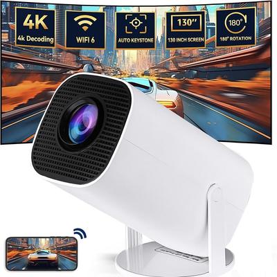 Мини-проектор 4K Native 720 с поддержкой портативного кинопроектора с регулируемым углом наклона, интеллектуальным видеопроектором с BT 5.0 WiFi6 EU Plug