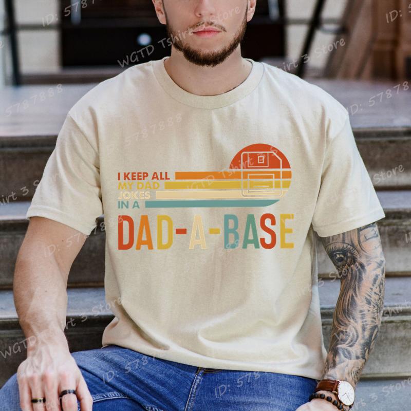 I Keep All My Dad Jokes In A Dad-a-base T-shirt, Short Sleeve, Father's Day Tshirt, New Daddy Shirt, Dad Gifts, Men's T-shirts