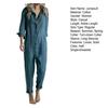 Women Spring Jumpsuit Turn-down Collar Half Single-breasted Long Sleeves Pure Color Loose Casual Dily Wear