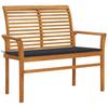 Day and Night - Day and Night Solid Teak Wood Garden Bench with Anthracite Cushion 112 Cm
