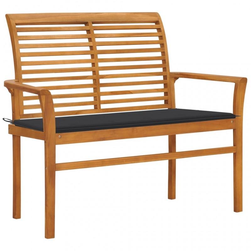 Day and Night - Day and Night Solid Teak Wood Garden Bench with Anthracite Cushion 112 Cm