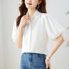 White Puff Sleeve Short-sleeved Shirt for Women In Summer, Loose Commuting, Light and Mature Style Elegant Top