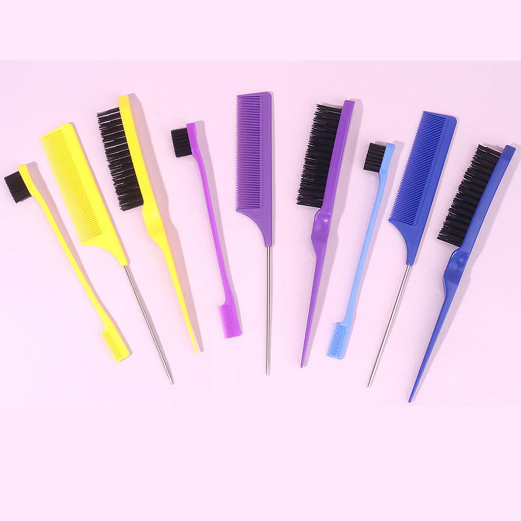 7 Pieces Hair Styling Comb Hair Brush Set Nylon Teasing Hair Brush Rat Tail Comb with Duckbill Clips