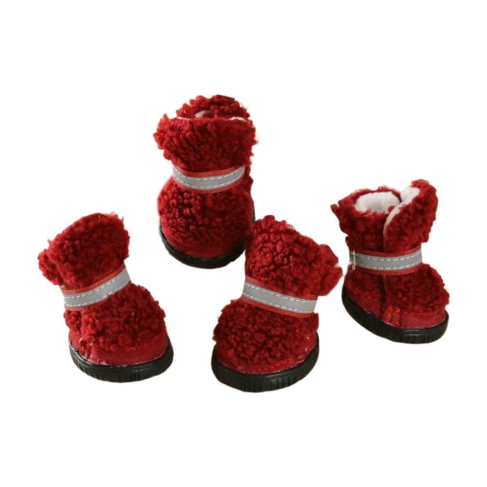 4Pcs Strong Grip Dog Shoes Anti-Scratch Warm Shoes Cozy Pet Shoes  Small Dog