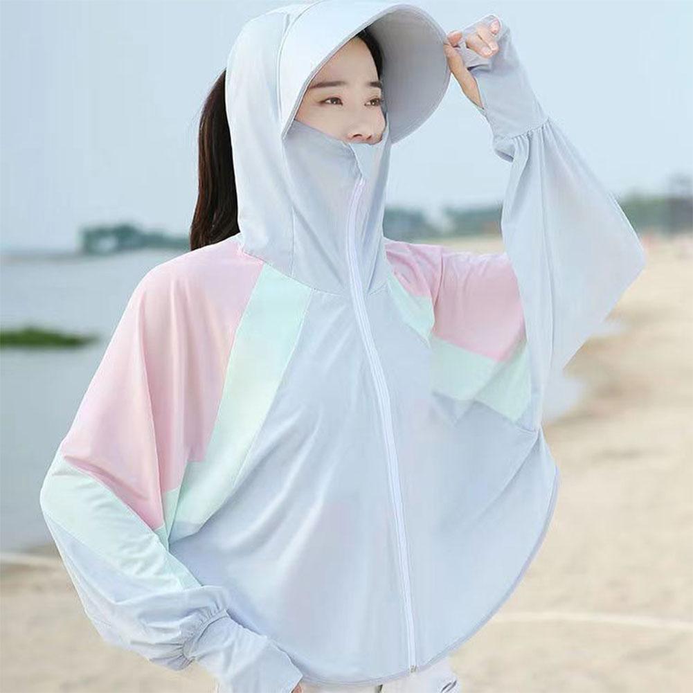 Sun Protection Hooded Summer Clothes for Women, Lightweight Ice Silk Jacket, UV Resistant Breathable Long Sleeved Sun Protection Clothes for Women