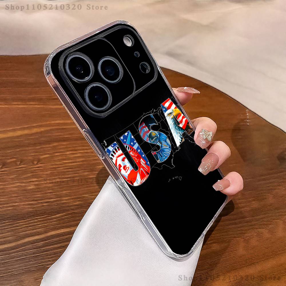 Чехол для телефона Флаг США Америка Для iPhone 17,16,11,15,13,14,12,Air,Mini,Plus,Pro,Max,Plus,E Прозрачный Мягкий чехол