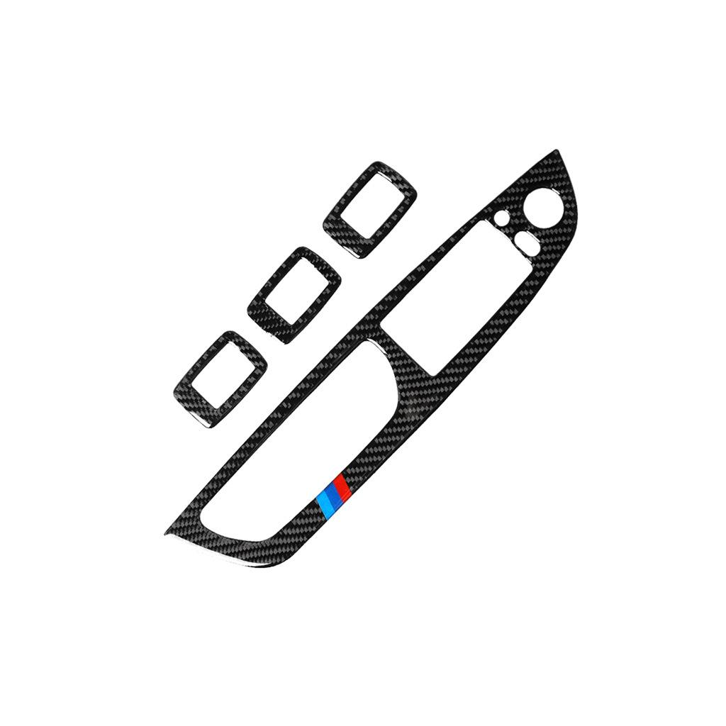 4 шт., углеродное волокно, переключатель окна автомобиля, подъемник, панель управления, украшение рамы, наклейки на отделку для BMW X5 E70 X6 E71