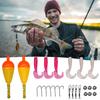 25Pcs/Set Beginner Fishing Kit with Curly Tail Bait Swivel Fishing Float Metal Barbed Hook Sinker Freshwater Saltwater Fishing Accessories