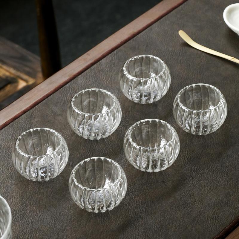 Tea Cup Set Heat-Resistant Transparent Double Layer Glass Small Tasting Cups Heat Insulation Hot Mug Chinese Kung Fu Teacups