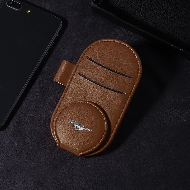 Car Leather Glasses Clip Sun Visor Multi-function Sunglasses Clip Car Accessories For Ford Focus Mondeo MK1 MK2 MK4 MK3 Fiesta ST