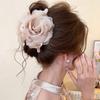 Acrylic Fabric Mesh Rose Pearl Hairpin Fashionable and Sweet Grab Clip Commuting Versatile Hair Accessories Headgear