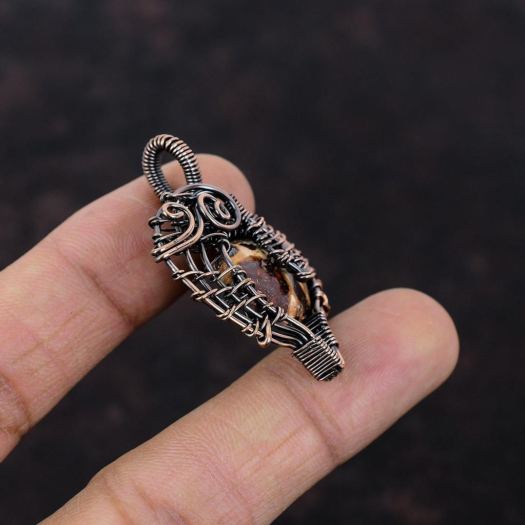 Подвеска из боксита, обернутая медной проволокой, кулон из боксита, ювелирное изделие ручной работы, дизайнерский кулон, обернутая медной проволокой, ювелирное изделие, кулон из драгоценных камней, подарок для мамы