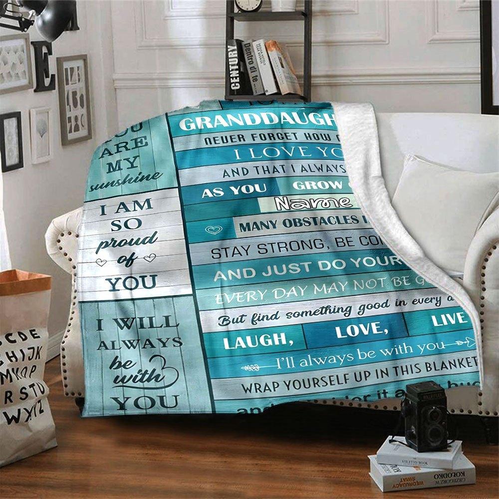 Granddaughter Love Message Home Customize Your Name Blankets Soft Comfortable Lightweight Quilt For All Seasons Picnic Sofa Office Bed Living Room