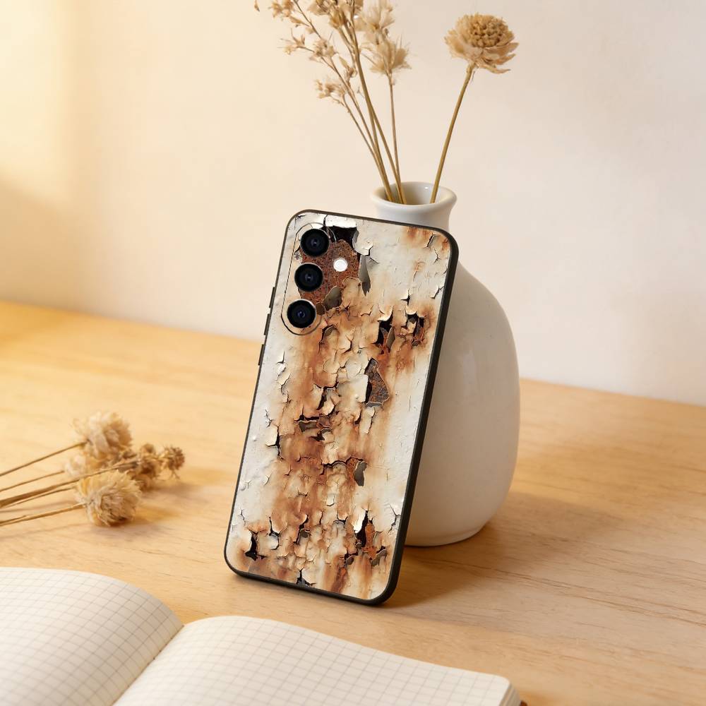 Retro Rust Design Phone Case Black Silicone Soft For Samsung Galaxy A73,A72,A71,A70,A53,A52,A51
