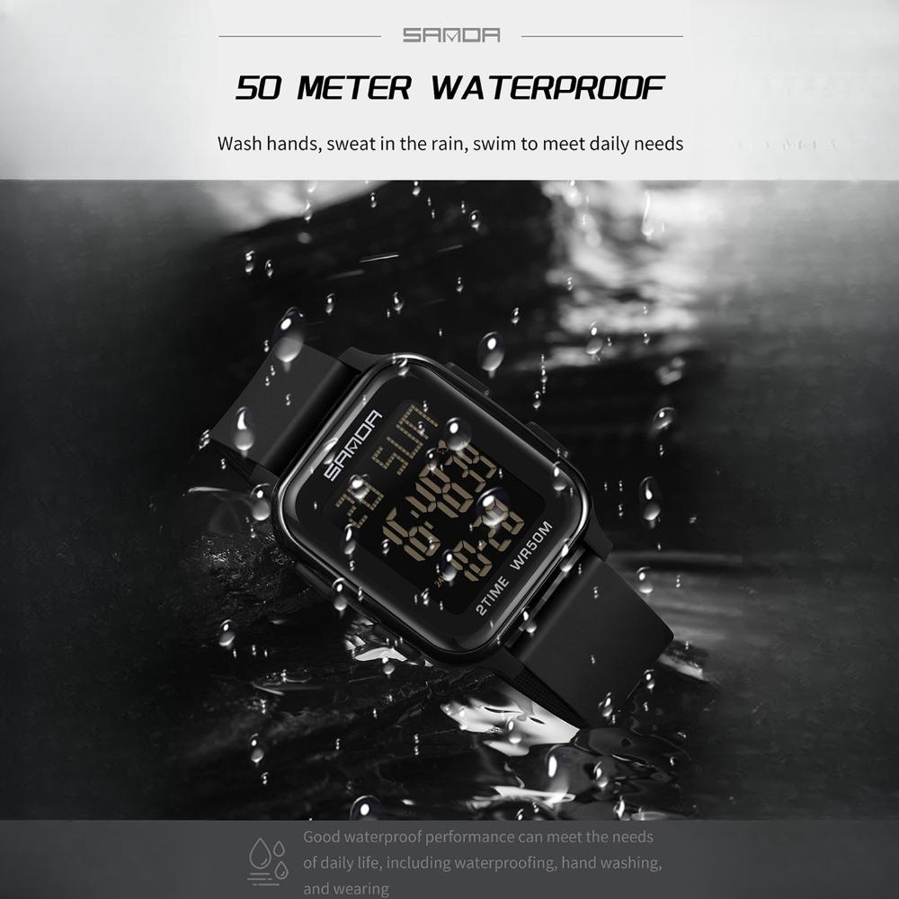 SANDA Модные электронные часы Многофункциональные квадратные спортивные часы-хронограф Водонепроницаемые наручные часы Бизнес-часы