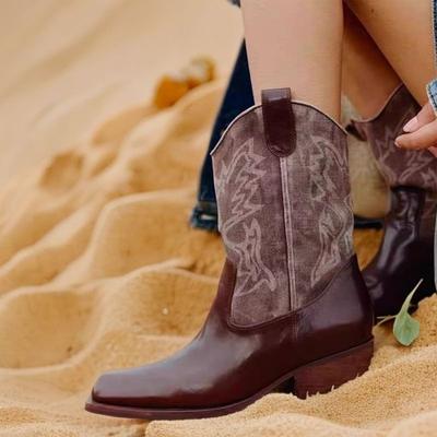 Вышитые ковбойские сапоги в западном стиле, женские новые сапоги, дорожная обувь, дезерты, сапоги северо-западного рыцаря