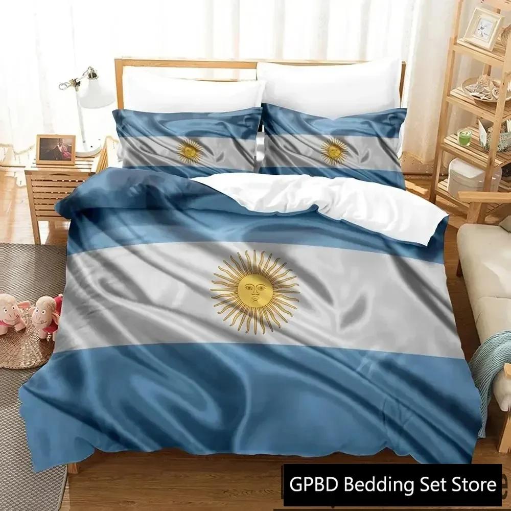 3D Print Argentina Flag Bedding Set Double Twin King Duvet Cover Comforter Pillowcase Boys Girls Adults Bedroom
