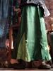 Женские винтажные юбки с эластичной резинкой на талии, лоскутные зеленые льняные одежды высокого качества, весенние женские юбки