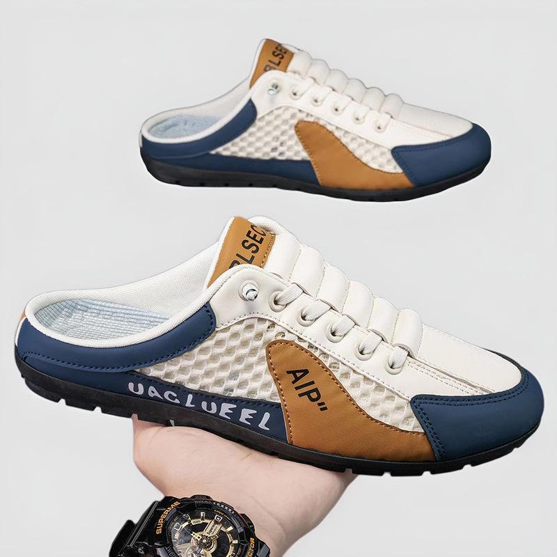 Мужские летние сетчатые повседневные туфли без застежек — легкие, дышащие, универсальные тапочки