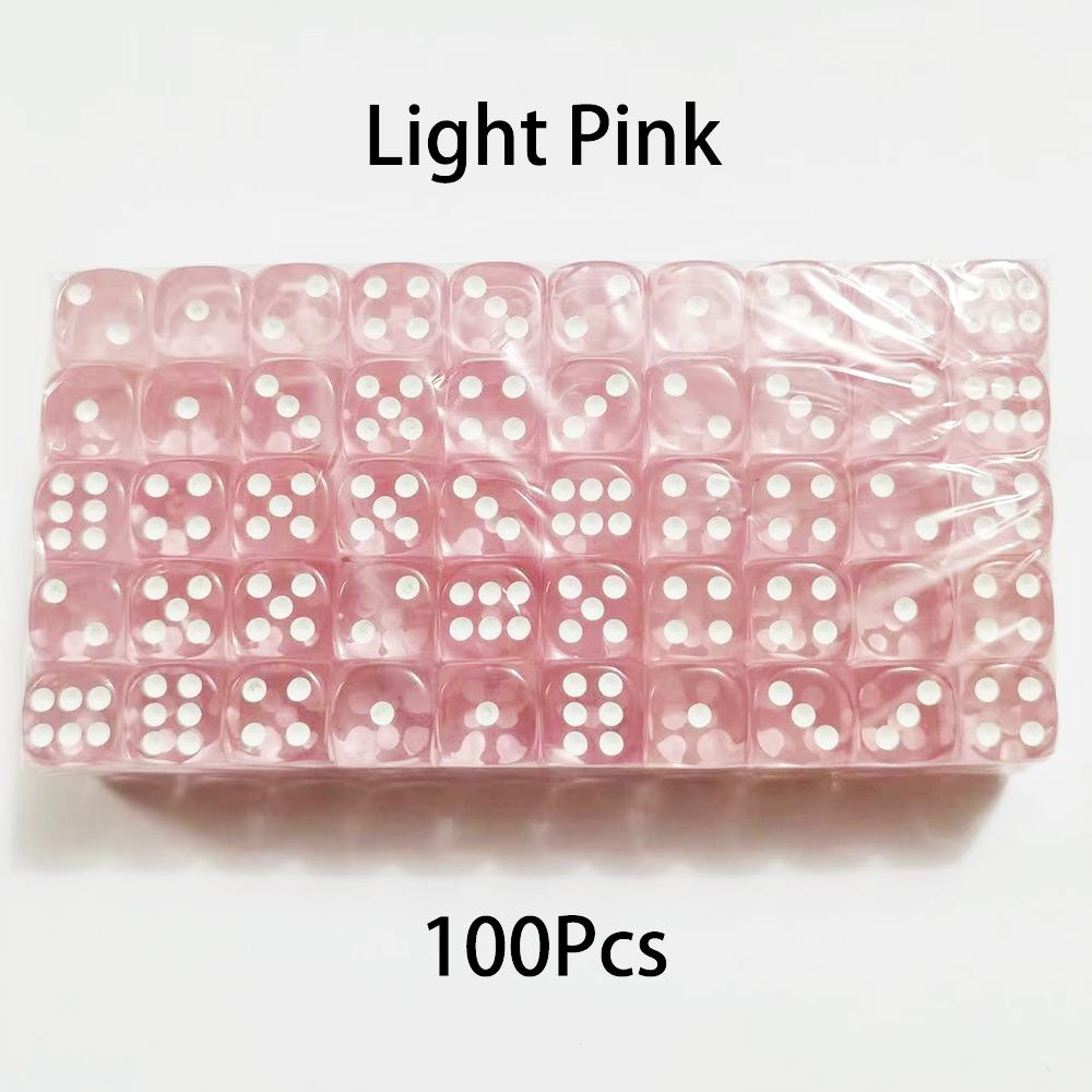 100Pcs/Set 6 Sided Dice 14Mm D6 16 Transparent Optional Color Acrylic Rounded Edges Dice For Table Board Games Party Dnd