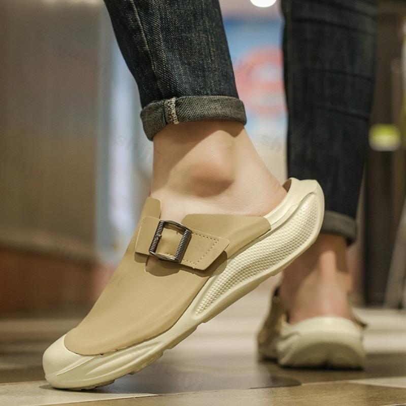 Мода Модный тренд Повседневные полушлепанцы для мужских 2025 Весна Новинка Толстая подошва Ретро Удобные Слипоны Драггеры Пляжные Массивные Сандалии