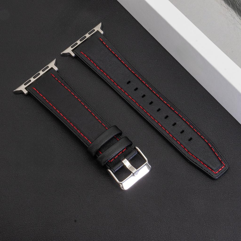 Кожаный ремешок для Apple Watch Band Ultra 2 49мм 46мм 44мм 45мм 42мм 41мм 40мм Браслет для Iwatch Серии 10 9 8 7 6 5 4 Correas