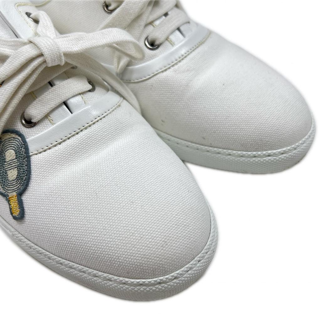 Отличные низкие кроссовки HERMES Innocent с вышивкой логотипа, белый канвас, Женские 37 241180Z Б/У