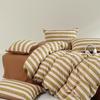 Stripe Bedding Set Plaid Duvet Cover 100% Washed Cotton 4pcs Bedding for Winter Bed with Sheet Pillowcases Home Textiles