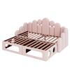 Upholstered Sofa Bed with Pet Bed, 2-in-1 Multifunctional Upholstered Bed 180*200cm, with Soft Velvet Fabric, Slatted Frame and Backrest, Pink.