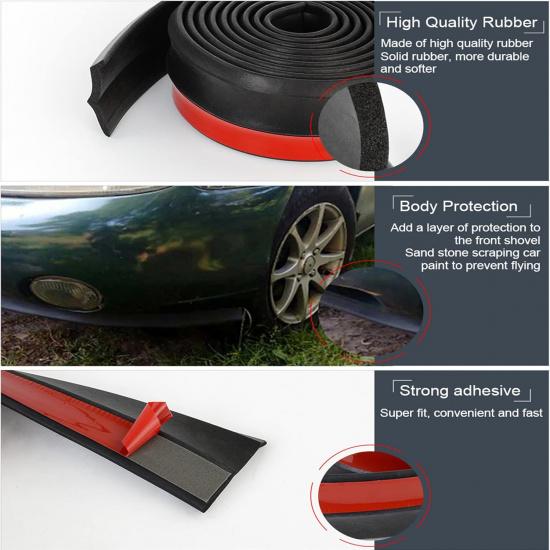 8.2FT Bumper Lip Stickers - 2.5M Car Front Bumper Lip Rubber Protectors - 60mm Width Strip