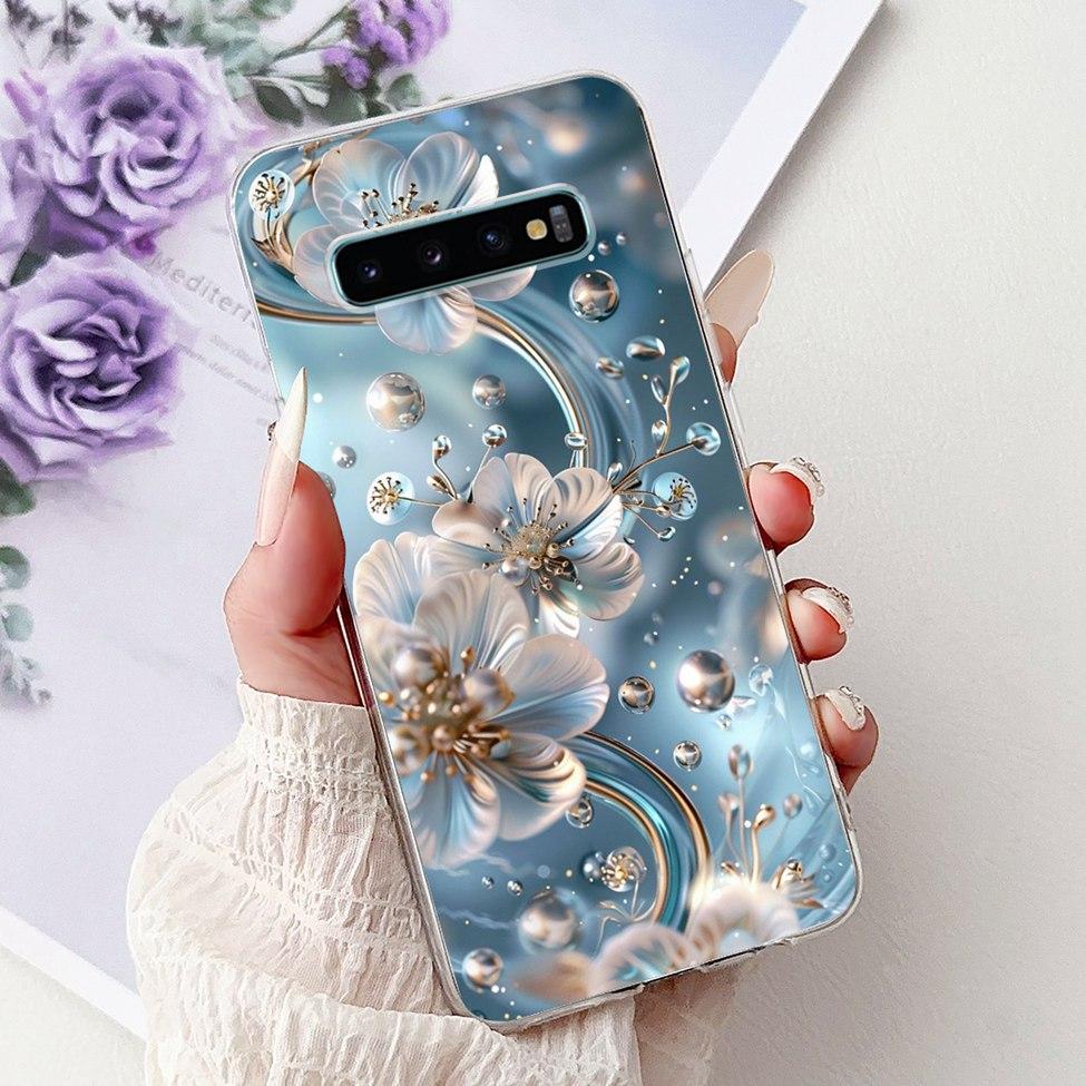 Чехол для Samsung S10 Plus SM-G975F Милый Кавайный Модный Цветочный Роскошный Крутой Расписной Мягкий Чехол для Телефона Samsung Galaxy S10+