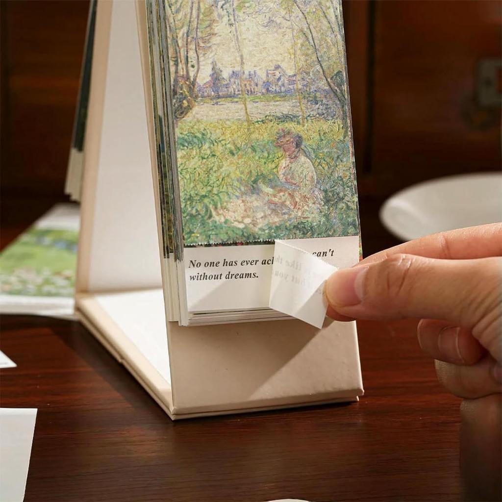 Настольный календарь-стенд с золотым кольцевым переплетом, календарь-планировщик с вдохновляющими цитатами в стиле масляной живописи