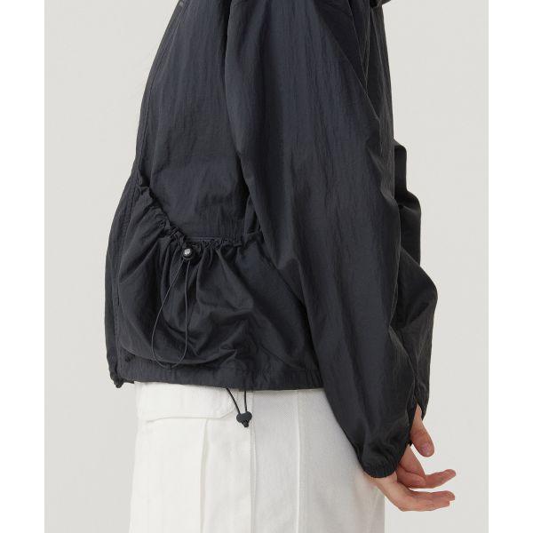 Covernat Early Autumn Transparent Pleated Long Sleeve Zipper Casual Simple Jacket Women jackets Black CO2502JK79CH