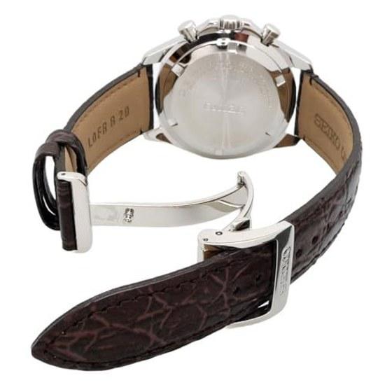 SEIKO 1 5 Second Chronograph Quartz Wristwatch Mens SBTR017 Green Brown Leather