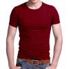 Мужская футболка из лайкры, мужская футболка с коротким рукавом и круглым вырезом, тонкая однотонная мужская футболка с короткими рукавами, 2022, мужская футболка, одежда