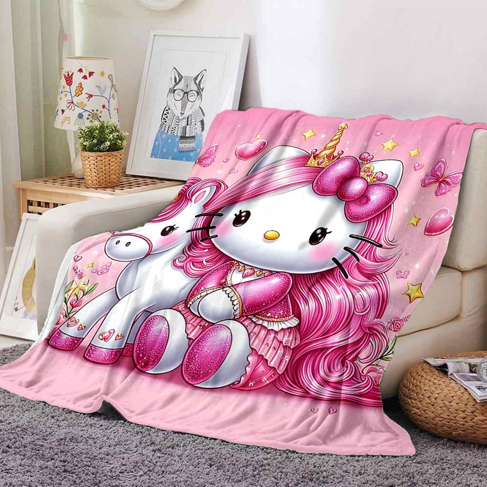 1 шт. Плед Hello Kitty с единорогом Легкий фланелевый плед для дивана, кровати, путешествий, кемпинга, гостиной, офиса, дивана, кресла