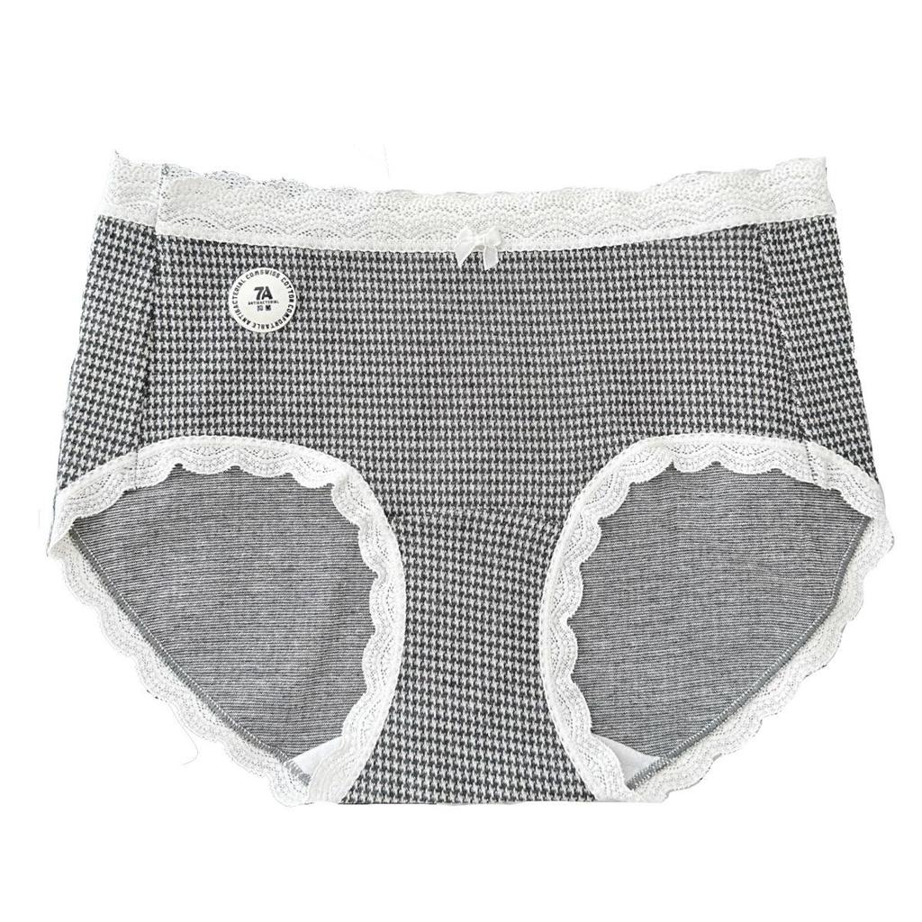 Large French Polka Dot Lace Cotton Antibacterial Women's Underwear – Size 7A, Lengthened Crotch