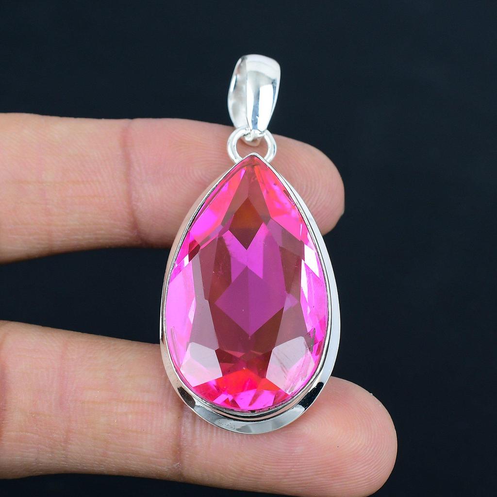 Подвеска из натурального ограненного розового топаза, серебро 925 пробы, ювелирные изделия-подвески, серебряные подвески ручной работы для подарка, пасхальный подарок