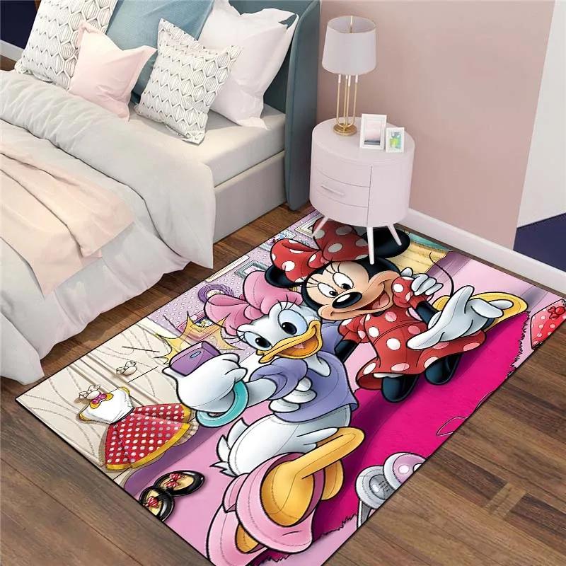 3D Minnie Mouse Daisy Duck Cartoon Themed Carpet Bedroom Living Room Sofa Rug Children's Room Large Area Decor Mat Potdemiel