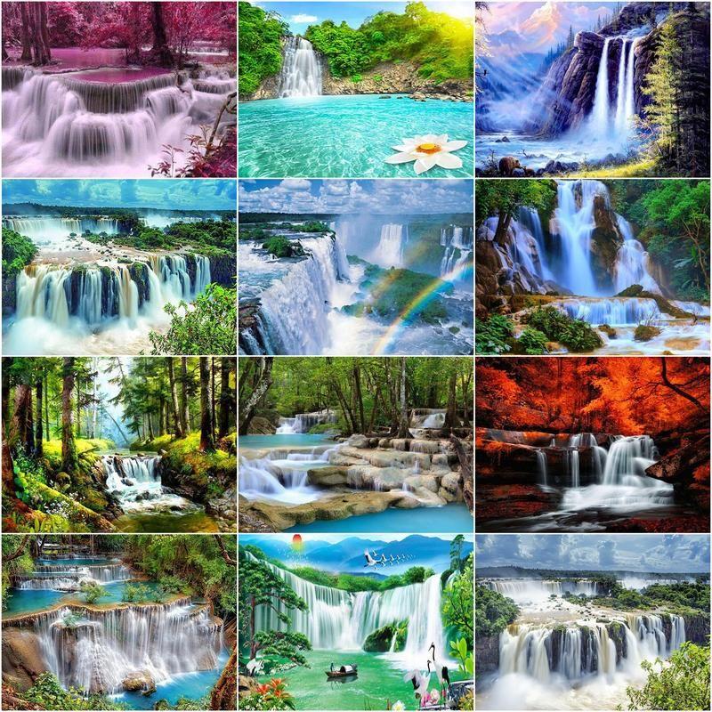 Diamond Embroidery Waterfall Landscape Picture Of Rhinestone 5D Diamond Painting Mosaic Needlework Handmade Gift