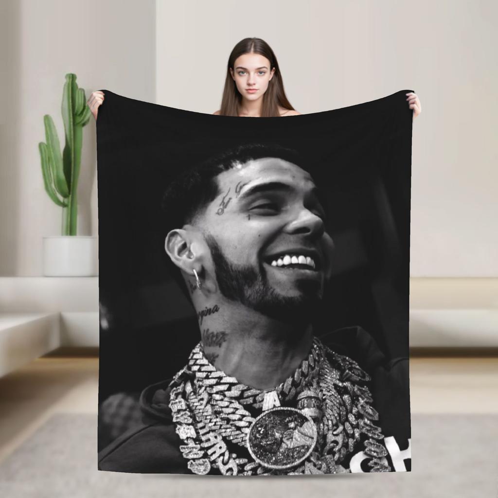 Rapper Anuel AA printed Blanket Picnic Flannel Throw Blanket For Couch Bed Soft Custom DIY Quality Bedspread Gift Idea