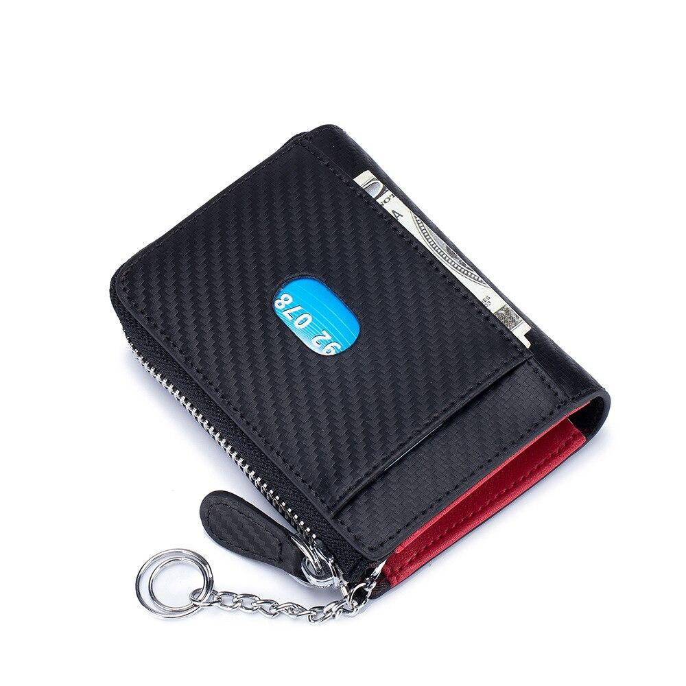 Bison Denim Fashion RFID Blocking Men Wallet Leather Carbon Fiber Card Holder Purse