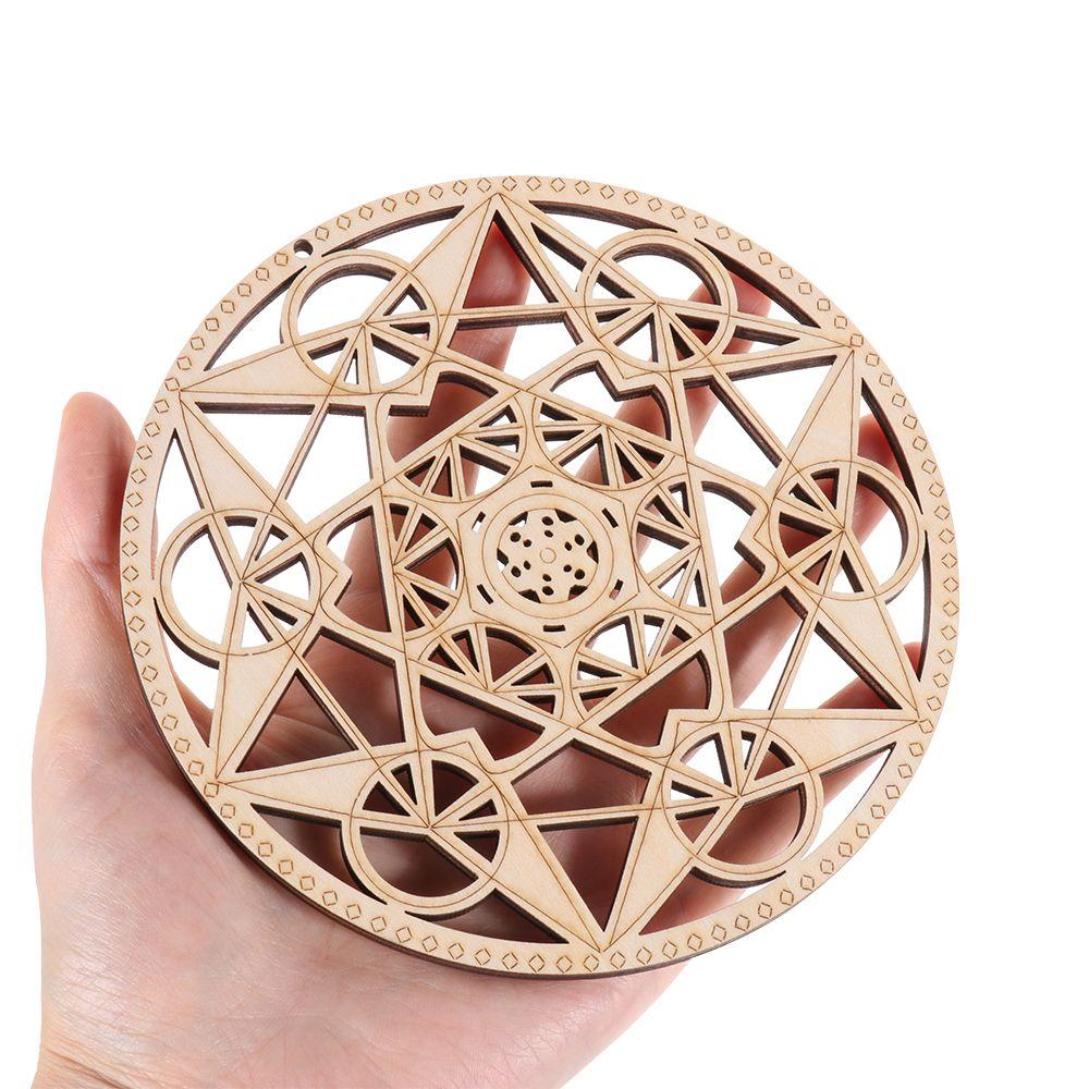 Hot Round Wood Sign Wall Decor Wooden Wall Art Sacred Geometry Hanging Artwork